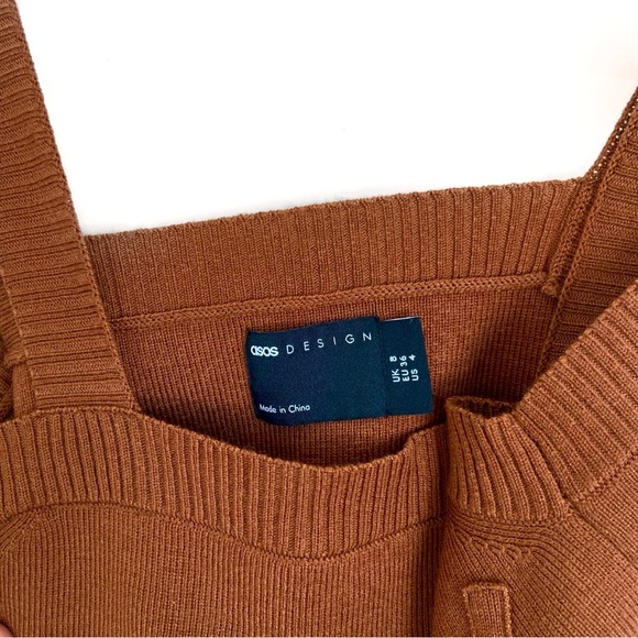 ASOS Brown Knit Crop Top w/ Underbust Seam Detail - Picture 2 of 4